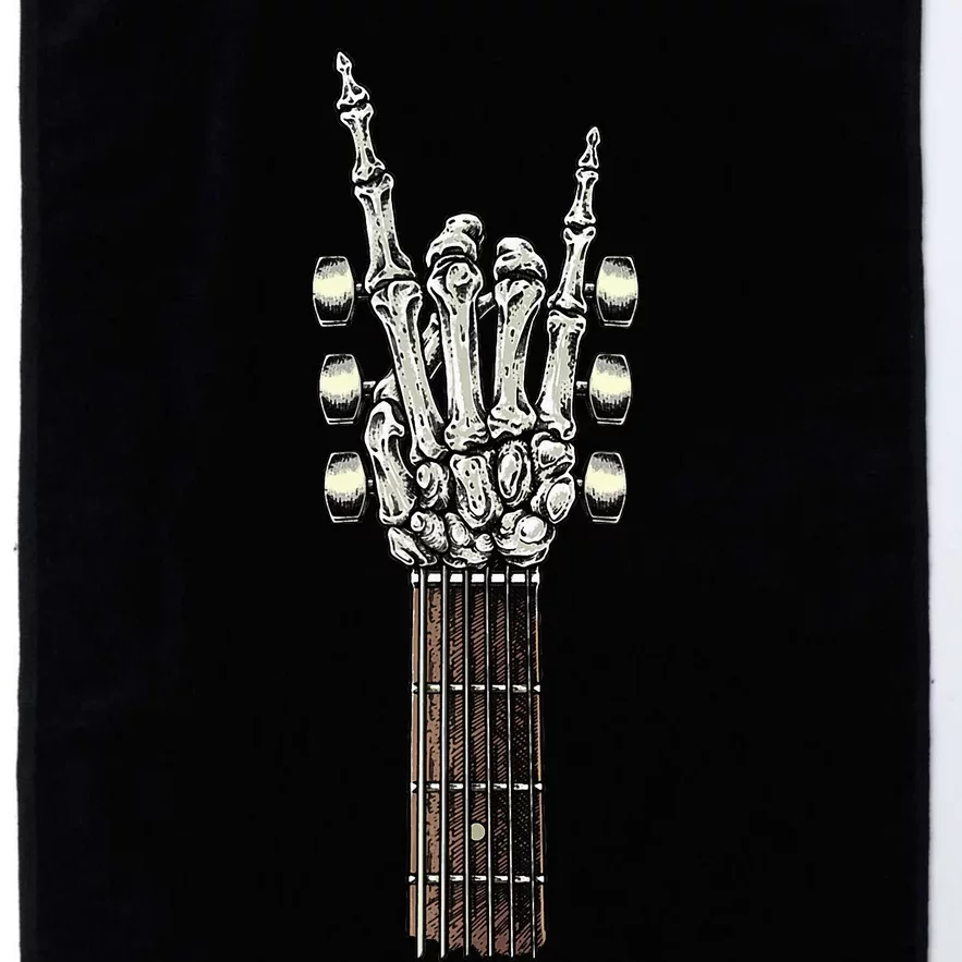 Rock On Guitar Neck Rock & Roll Halloween Skeleton Hand Platinum Collection Golf Towel