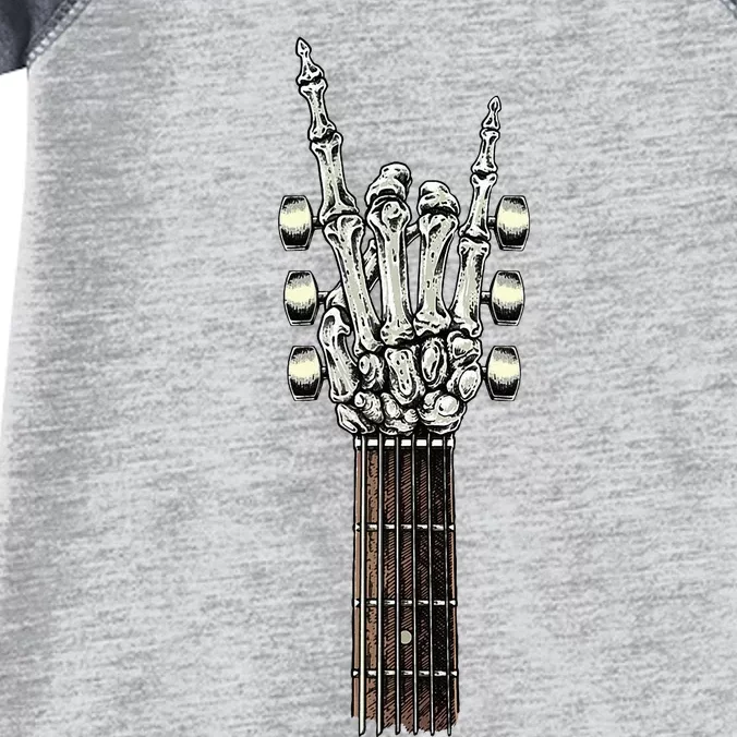 Rock On Guitar Neck Rock & Roll Halloween Skeleton Hand Infant Baby Jersey Bodysuit