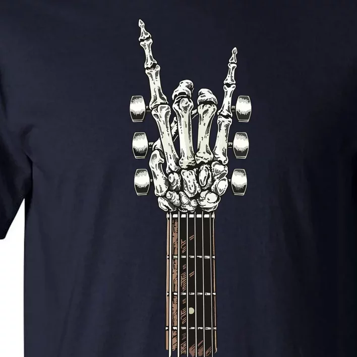 Rock On Guitar Neck With A Sweet Rock Roll Skeleton Hand Tall T-Shirt