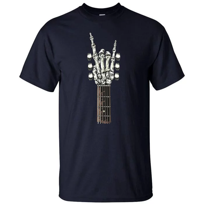 Rock On Guitar Neck With A Sweet Rock Roll Skeleton Hand Tall T-Shirt