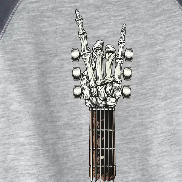 Rock On Guitar Neck With A Sweet Rock Roll Skeleton Hand Toddler Fine Jersey T-Shirt