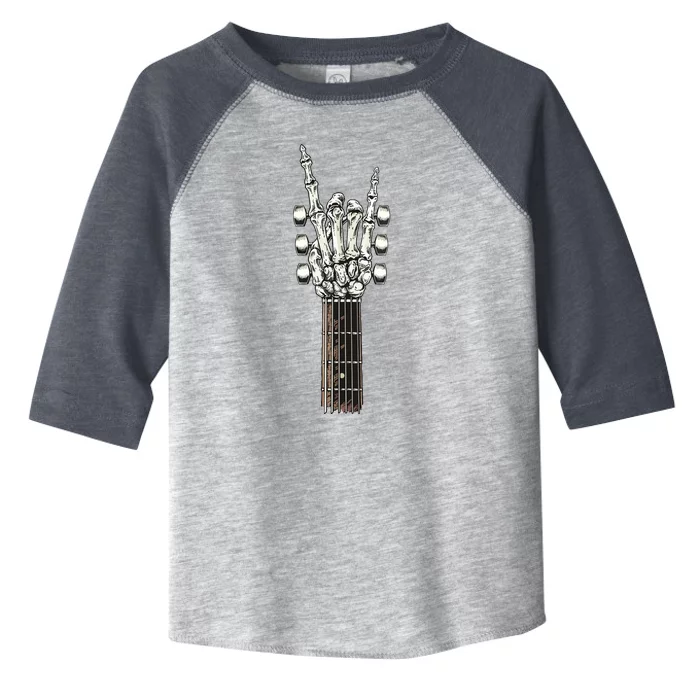 Rock On Guitar Neck With A Sweet Rock Roll Skeleton Hand Toddler Fine Jersey T-Shirt