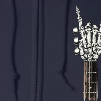 Rock On Guitar Neck With A Sweet Rock Roll Skeleton Hand Full Zip Hoodie