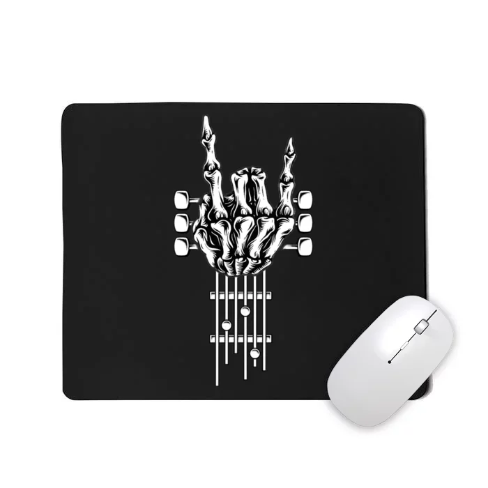 Rock On Guitar Neck Rock & Roll Halloween Skeleton Hand Mousepad