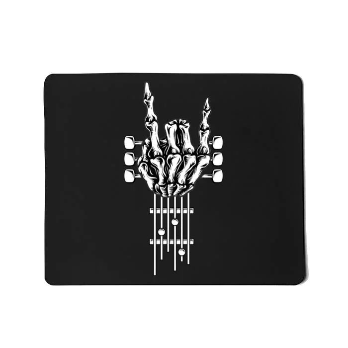 Rock On Guitar Neck Rock & Roll Halloween Skeleton Hand Mousepad