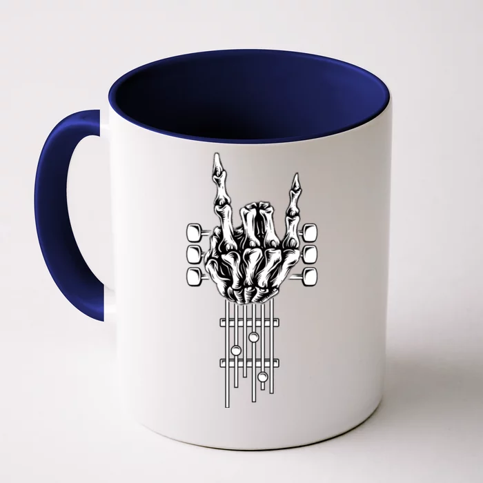 Rock On Guitar Neck Rock & Roll Halloween Skeleton Hand Front & Back Coffee Mug