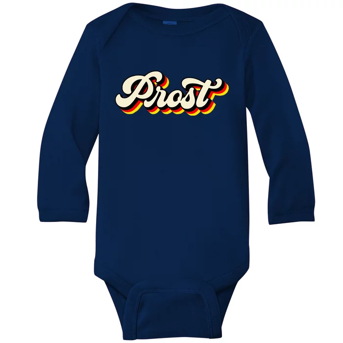 Retro Oktoberfest German Flag Prost Baby Long Sleeve Bodysuit