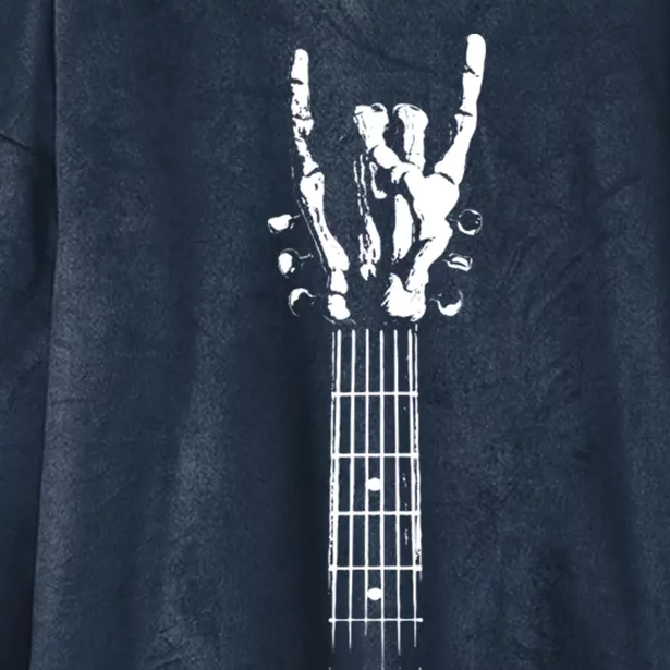 Rock On Guitar Neck With A Sweet Rock And Roll Skeleton Hand Gift Hooded Wearable Blanket