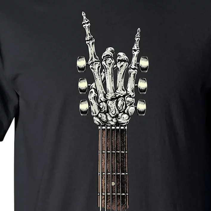 Rock On Guitar Neck Rock & Roll Halloween Skeleton Hand Tall T-Shirt