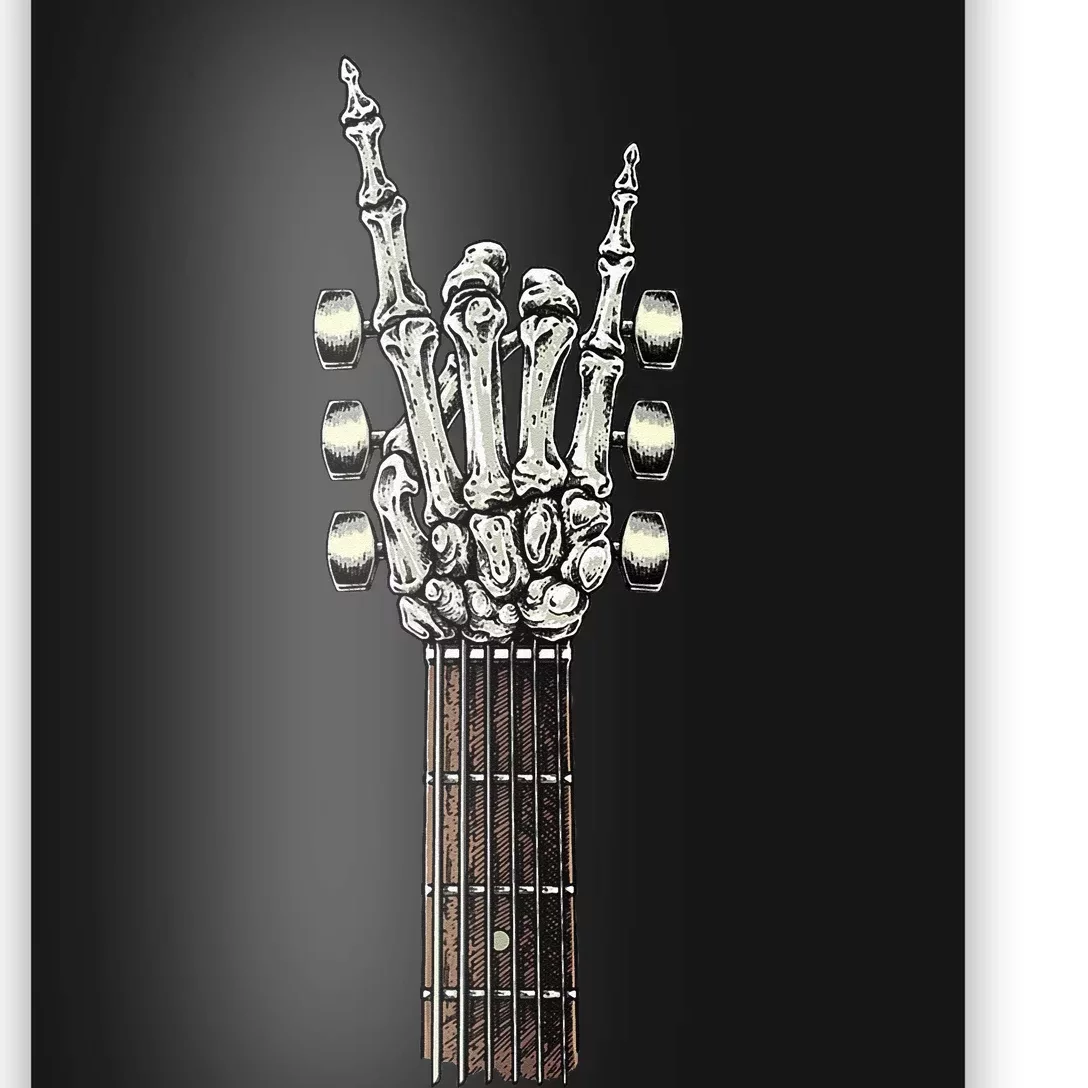 Rock On Guitar Neck Rock & Roll Halloween Skeleton Hand Poster