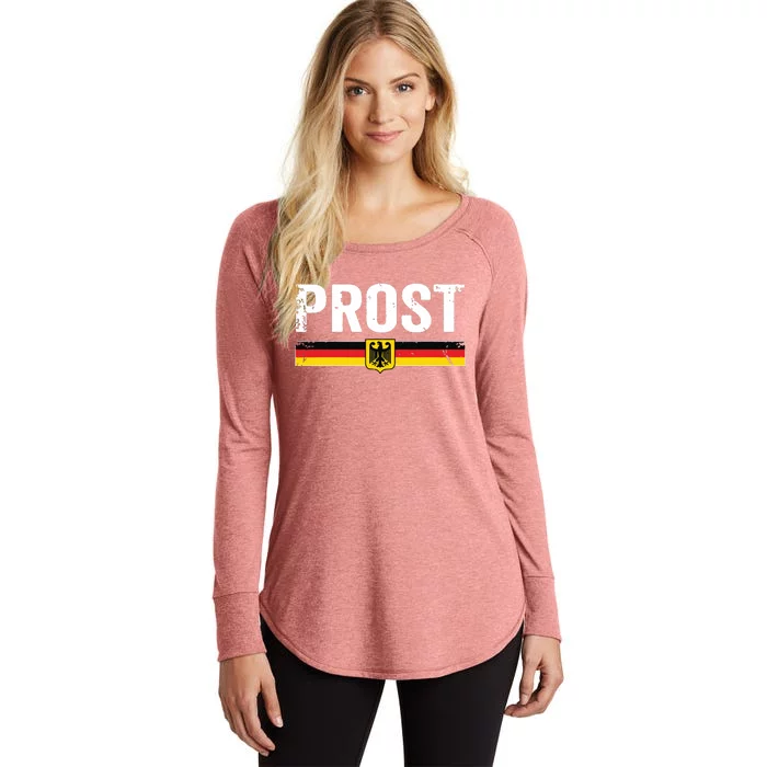 Retro Oktoberfest German Flag Prost Women's Perfect Tri Tunic Long Sleeve Shirt