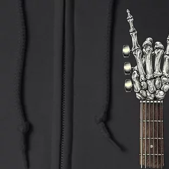 Rock On Guitar Neck With A Sweet Rock & Roll Skeleton Hand Full Zip Hoodie