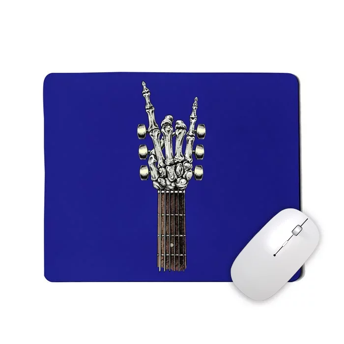 Rock On Guitar Neck Rock & Roll Halloween Skeleton Hand Mousepad