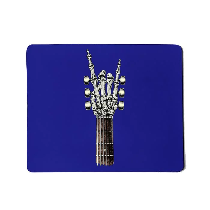 Rock On Guitar Neck Rock & Roll Halloween Skeleton Hand Mousepad