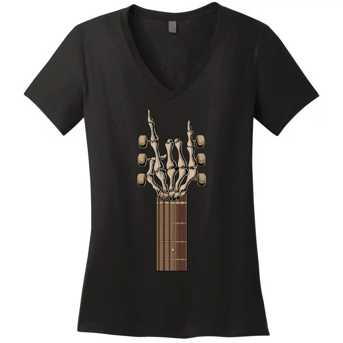 Rock On Guitar Rock & Roll Music Lover Halloween Costume Women's V-Neck T-Shirt