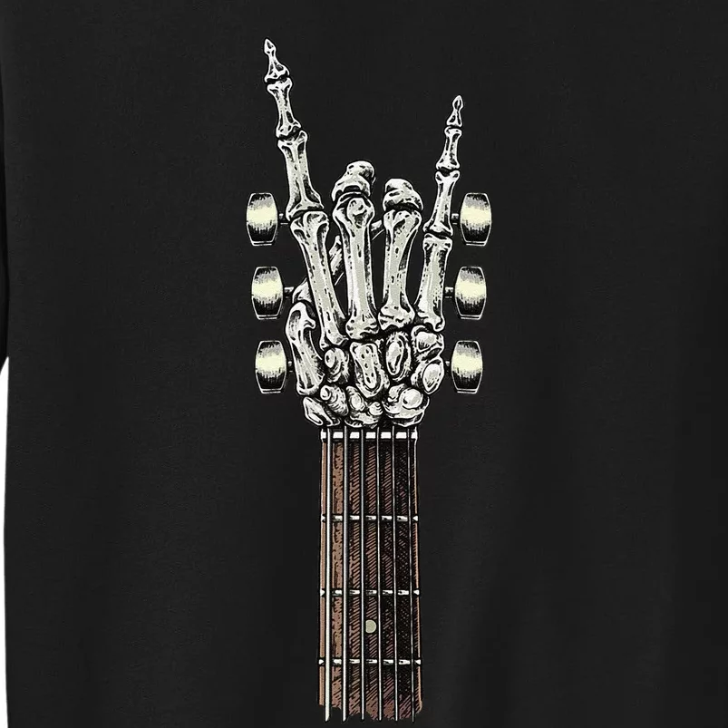 Rock On Guitar Neck With A Sweet Rock & Roll Skeleton Hand Tall Sweatshirt