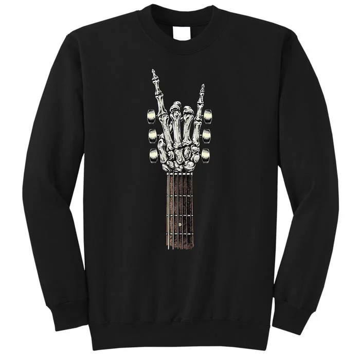 Rock On Guitar Neck With A Sweet Rock & Roll Skeleton Hand Tall Sweatshirt