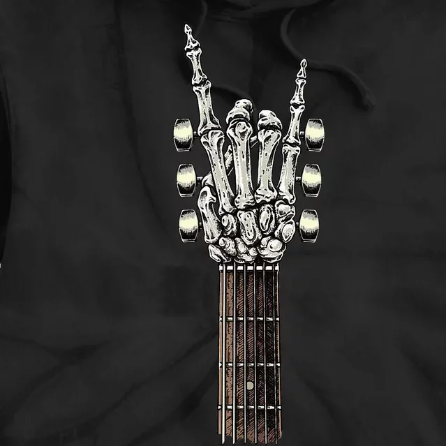 Rock On Guitar Neck With A Sweet Rock & Roll Skeleton Hand Tie Dye Hoodie