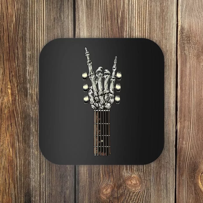 Rock On Guitar Neck Skeleton Hand Sign Rock & Roll Band Coaster