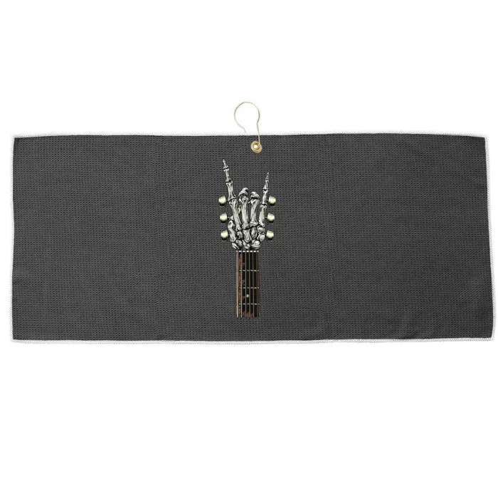 Rock On Guitar Neck Skeleton Hand Sign Rock & Roll Band Large Microfiber Waffle Golf Towel