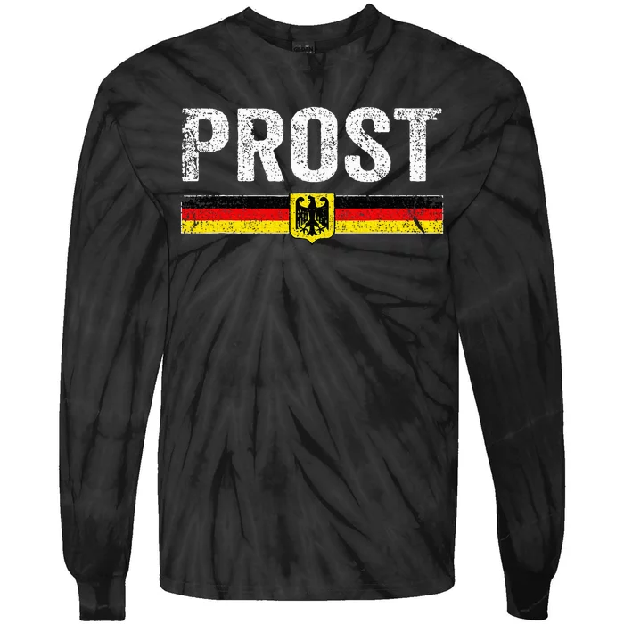 Retro Oktoberfest German Flag Prost Tie-Dye Long Sleeve Shirt