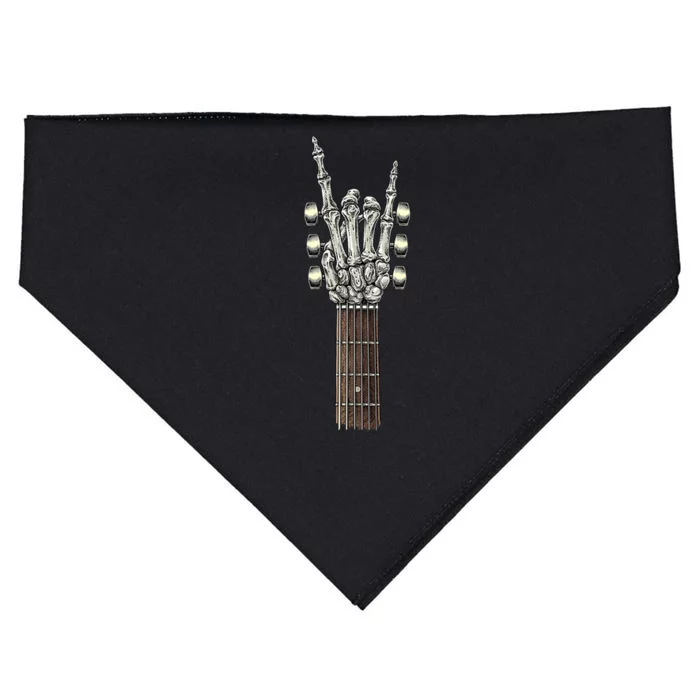 Rock On Guitar Neck With A Sweet Rock & Roll Skeleton Hand USA-Made Doggie Bandana