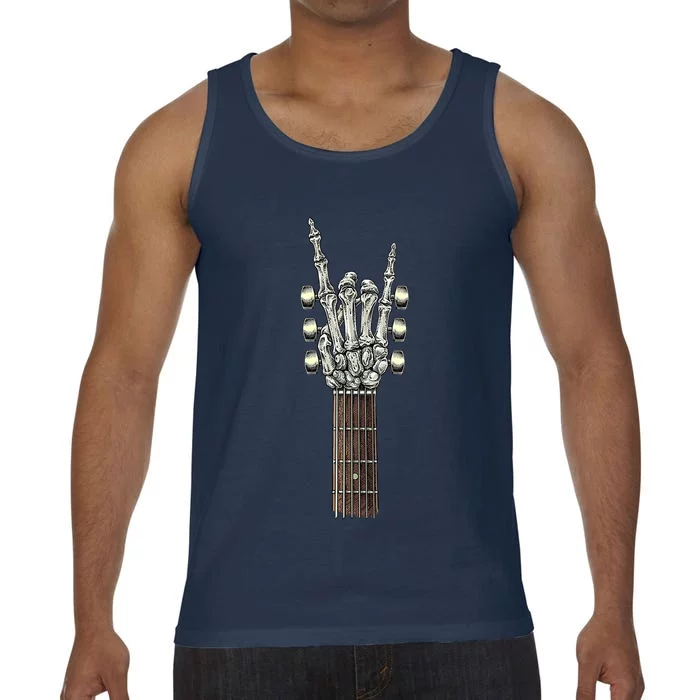 Rock On Guitar Neck With A Sweet Rock & Roll Skeleton Hand Comfort Colors® Tank Top