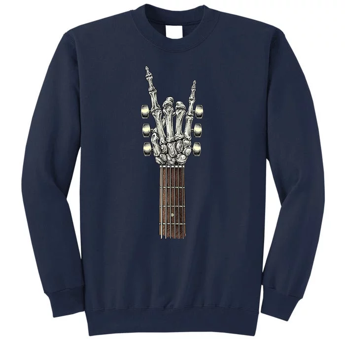 Rock On Guitar Neck With A Sweet Rock & Roll Skeleton Hand Tall Sweatshirt