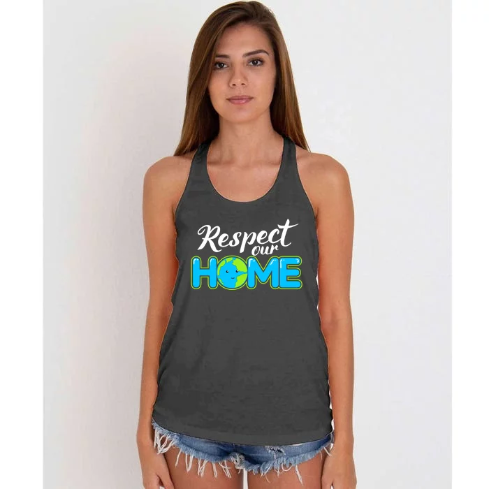 Respect Our Home Earth Day Gift Women's Knotted Racerback Tank