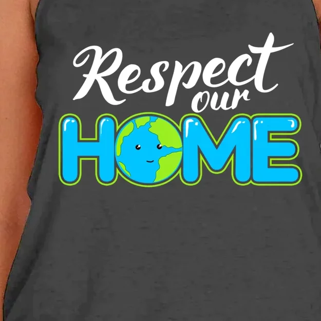 Respect Our Home Earth Day Gift Women's Knotted Racerback Tank