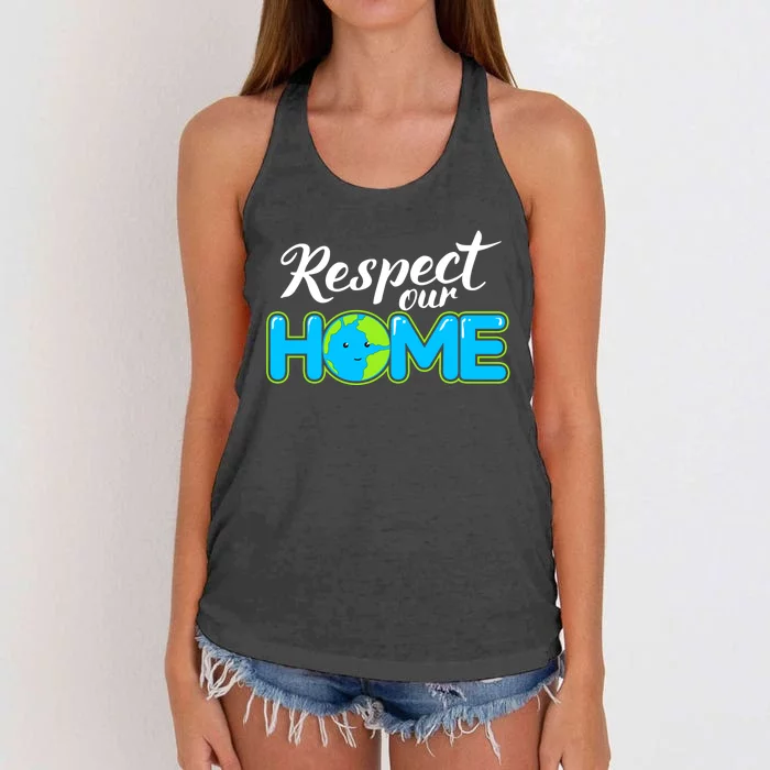 Respect Our Home Earth Day Gift Women's Knotted Racerback Tank