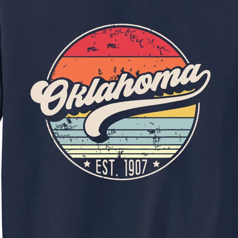 Retro Oklahoma Home State Ok Cool 70s Style Sunset Tall Sweatshirt