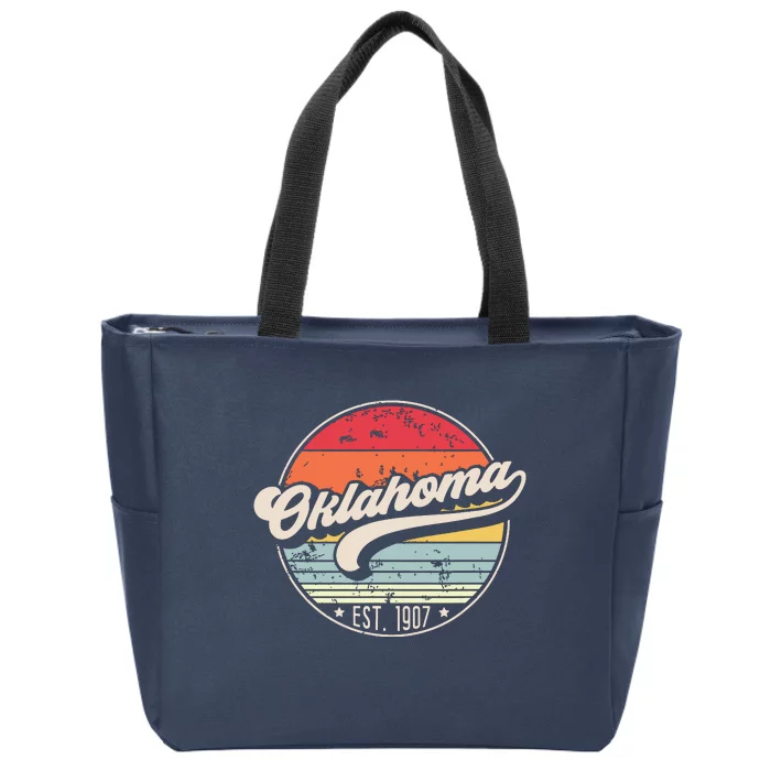 Retro Oklahoma Home State Ok Cool 70s Style Sunset Zip Tote Bag