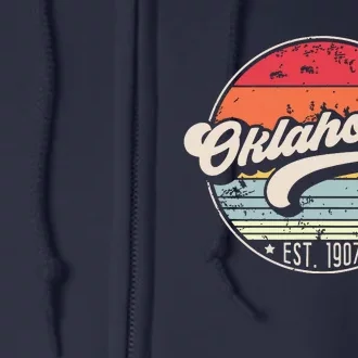 Retro Oklahoma Home State Ok Cool 70s Style Sunset Full Zip Hoodie