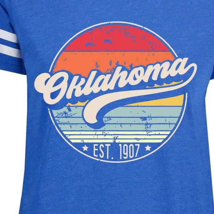 Retro Oklahoma Home State Ok Cool 70s Style Sunset Enza Ladies Jersey Football T-Shirt