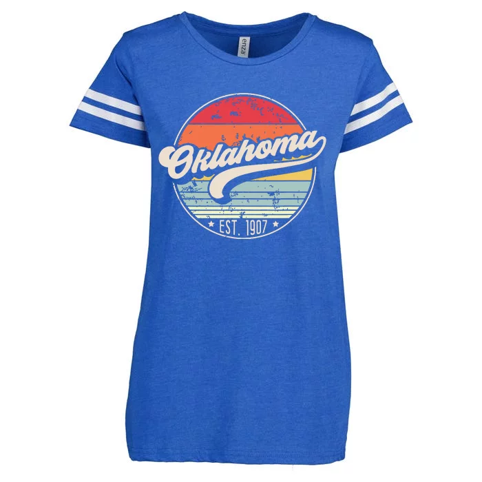 Retro Oklahoma Home State Ok Cool 70s Style Sunset Enza Ladies Jersey Football T-Shirt