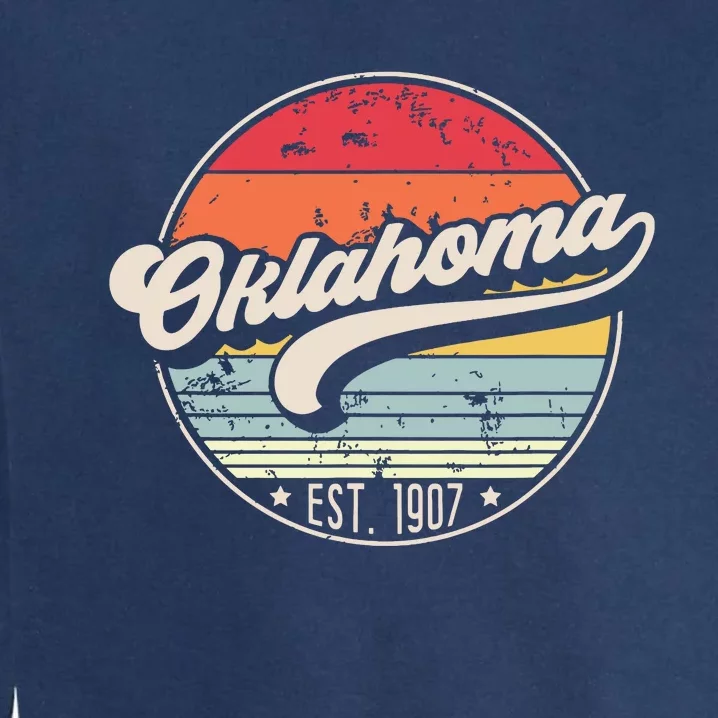 Retro Oklahoma Home State Ok Cool 70s Style Sunset Garment-Dyed Sweatshirt