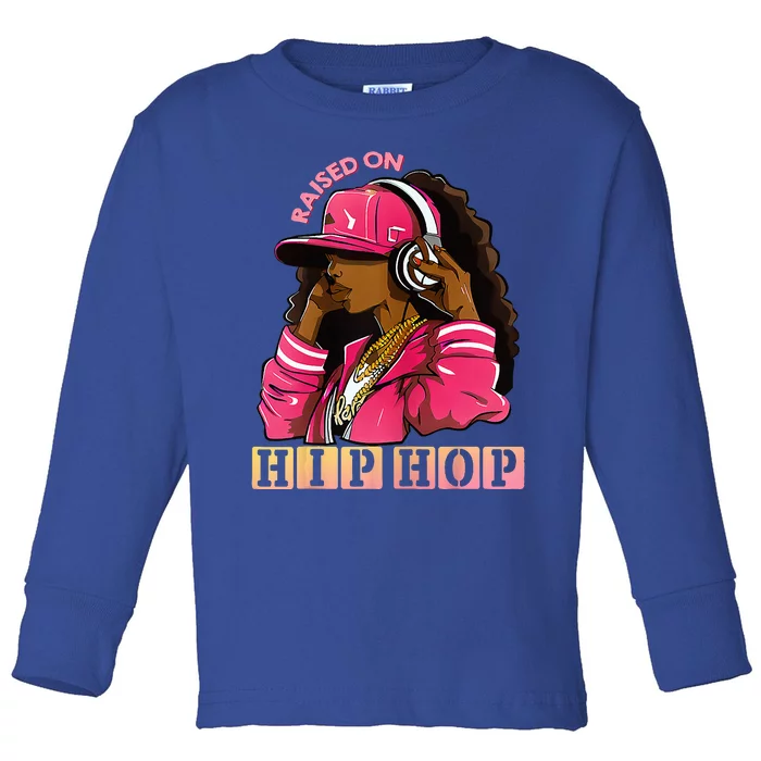 RAISED ON HIP HOP Fashion 50th Rap Anniversary Toddler Long Sleeve Shirt