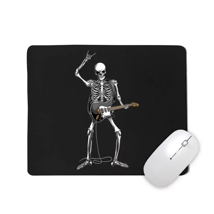 Rock On Halloween Skeleton Guitarist Rock And Roll Band Mousepad