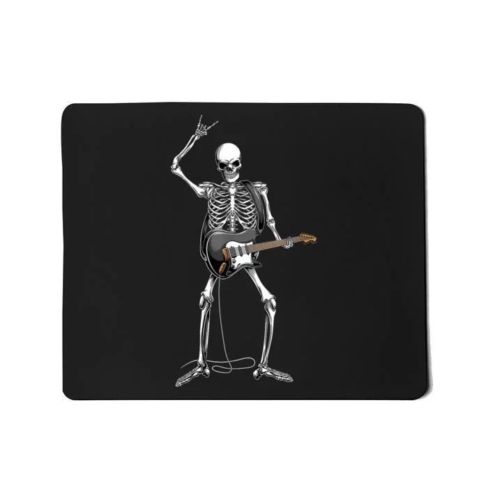 Rock On Halloween Skeleton Guitarist Rock And Roll Band Mousepad