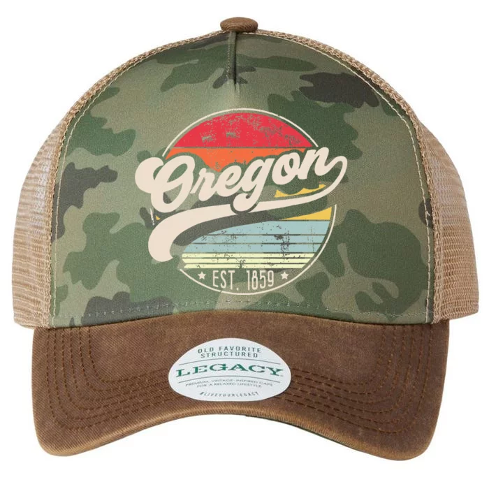 Retro Oregon Home State Or Cool 70s Style Sunset Legacy Tie Dye Trucker Hat