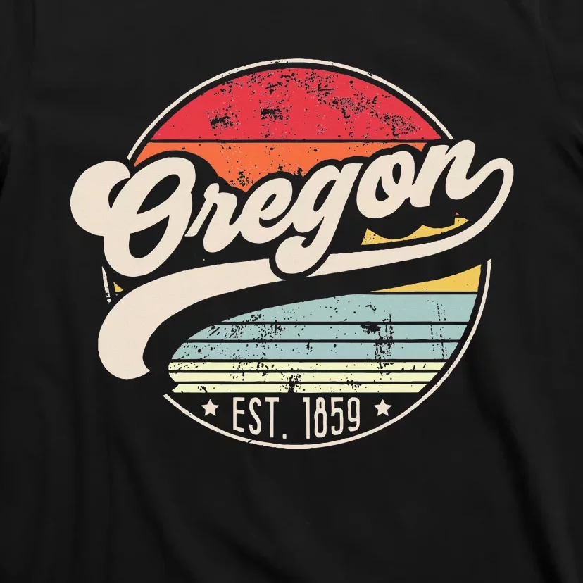 Retro Oregon Home State Or Cool 70s Style Sunset T-Shirt