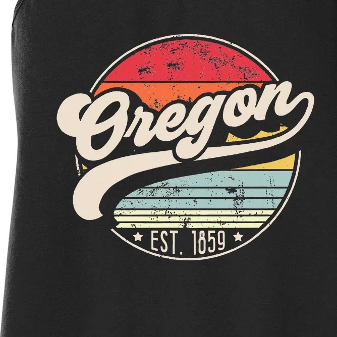 Retro Oregon Home State Or Cool 70s Style Sunset Women's Racerback Tank