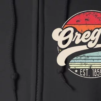 Retro Oregon Home State Or Cool 70s Style Sunset Full Zip Hoodie