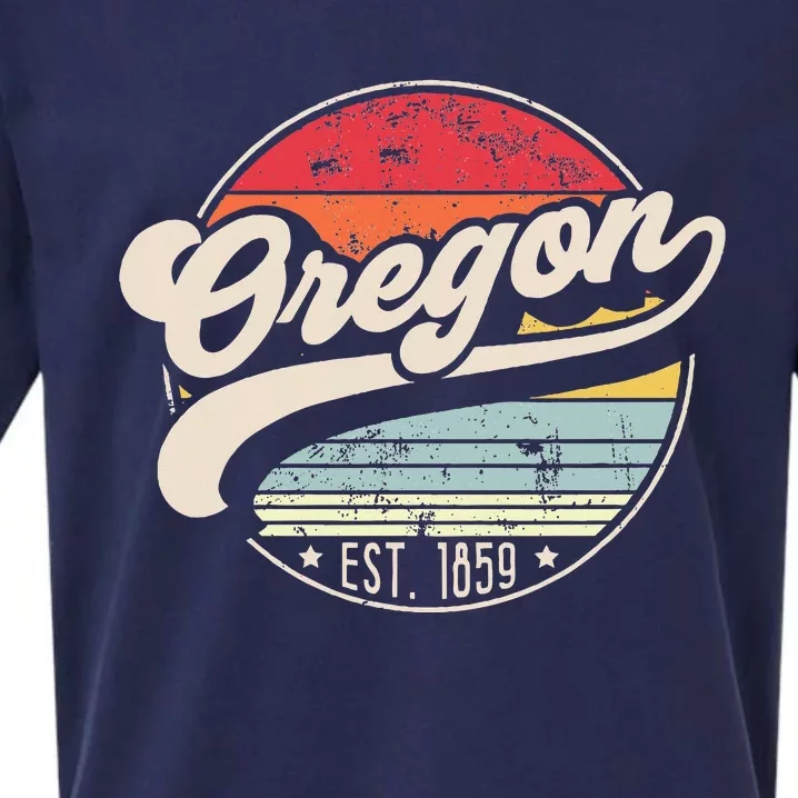 Retro Oregon Home State Or Cool 70s Style Sunset Sueded Cloud Jersey T-Shirt