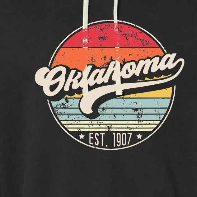 Retro Oklahoma Home State Ok Cool 70s Style Garment-Dyed Fleece Hoodie