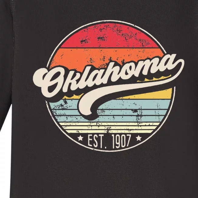 Retro Oklahoma Home State Ok Cool 70s Style Baby Long Sleeve Bodysuit