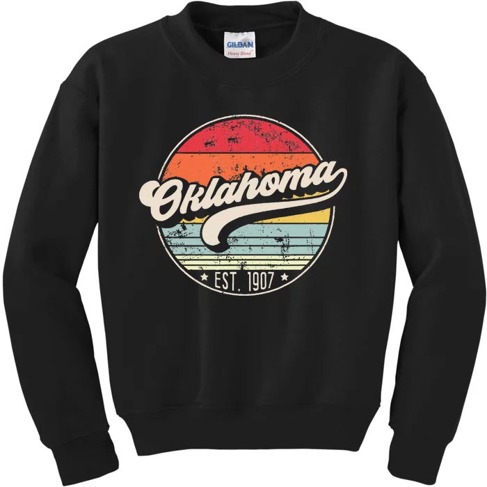 Retro Oklahoma Home State Ok Cool 70s Style Kids Sweatshirt