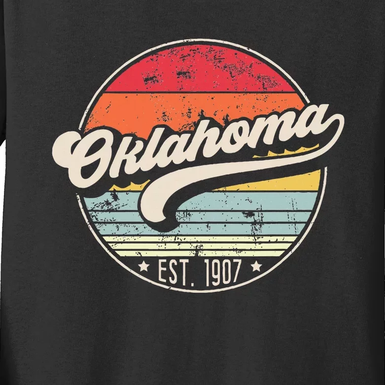 Retro Oklahoma Home State Ok Cool 70s Style Kids Long Sleeve Shirt