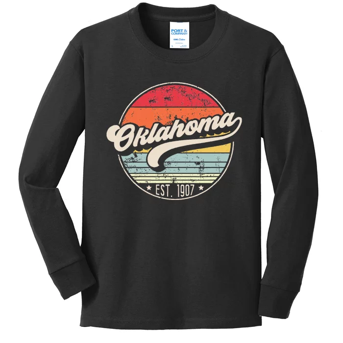 Retro Oklahoma Home State Ok Cool 70s Style Kids Long Sleeve Shirt